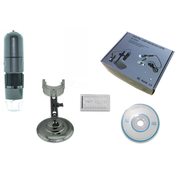 Microscopio digitale USB 1000X con sensore HD 0,3 MP e 8 LED