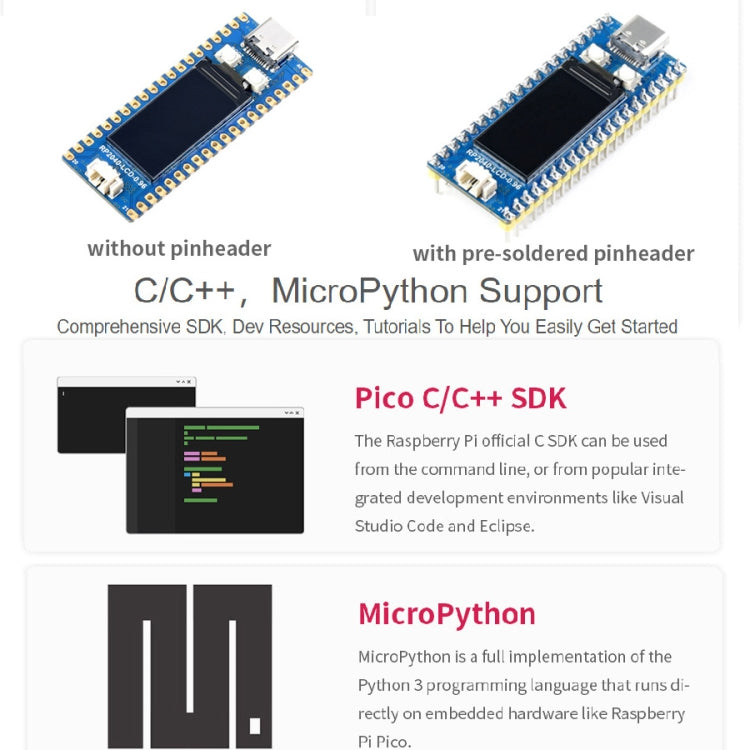 Scheda MCU Waveshare RP2040-LCD 0.96" con display LCD