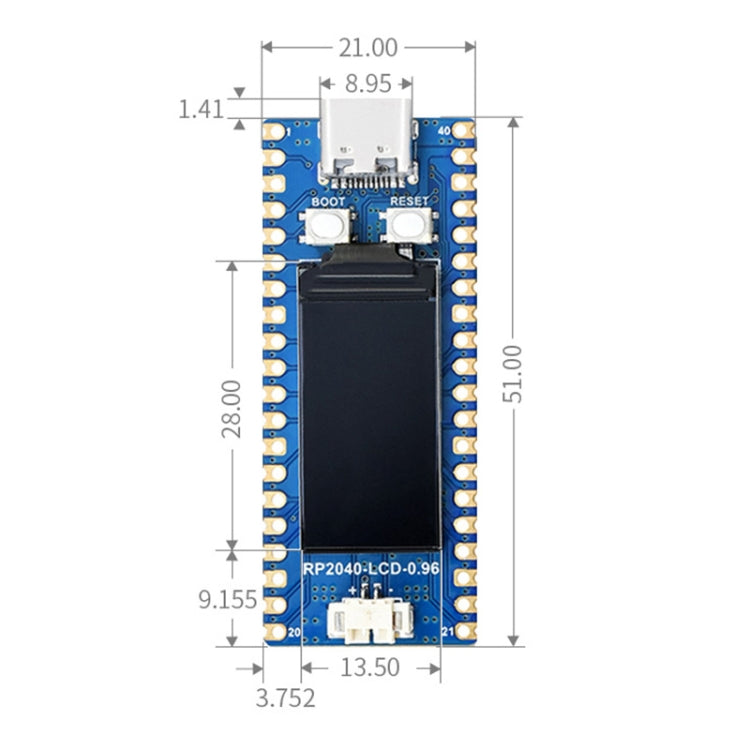 Scheda MCU Waveshare RP2040-LCD 0.96" con display LCD