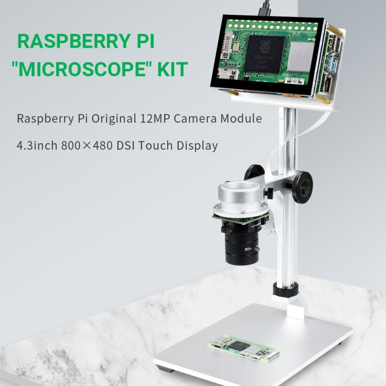 Kit microscopio Raspberry Pi con schermo 4,3" e fotocamera 12 MP