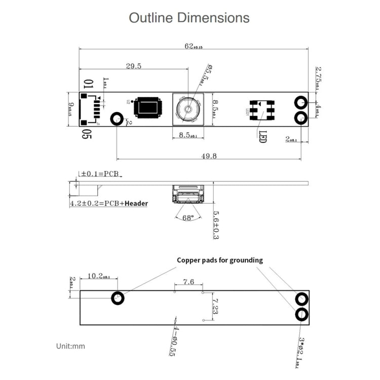 Modulo fotocamera USB Waveshare OV5640 5MP 1080P