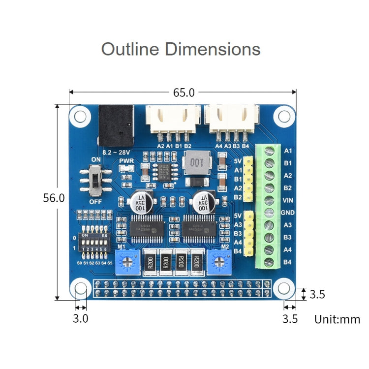 Waveshare HRB8825 Motore passo-passo HAT per Raspberry Pi