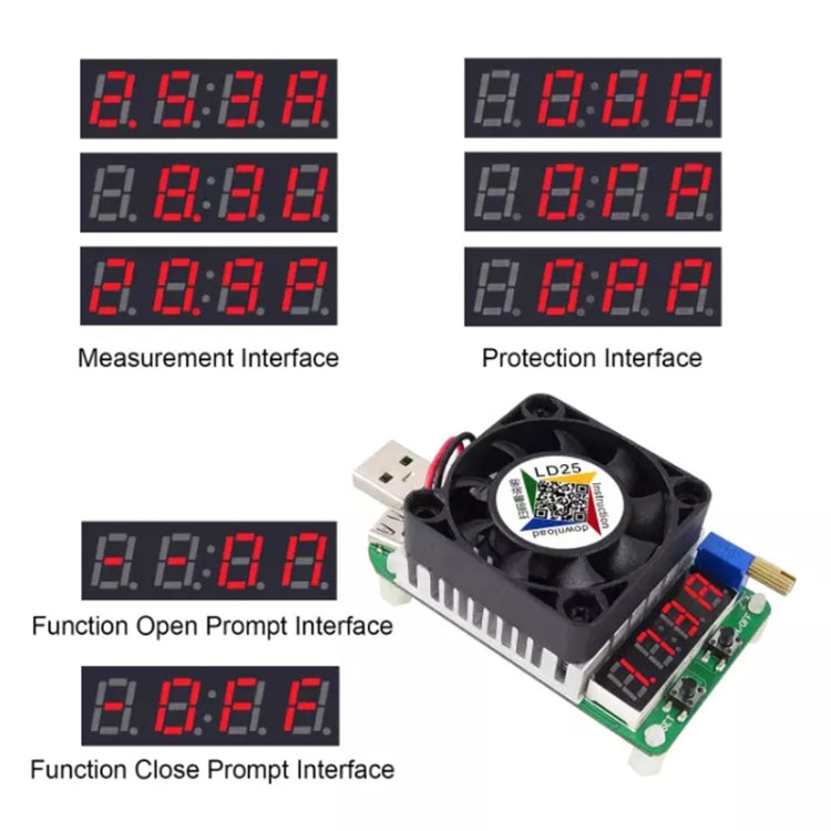 Carico elettronico USB regolabile LD25 25W 4A 25V