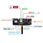 Modulo TTGO T-Beam v1.0 ESP32 WiFi Bluetooth GPS LoRa 433MHz