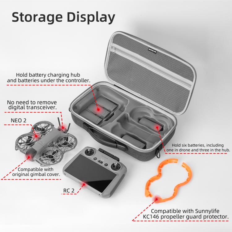 Custodia rigida Sunnylife per DJI Neo 2 con tracolla