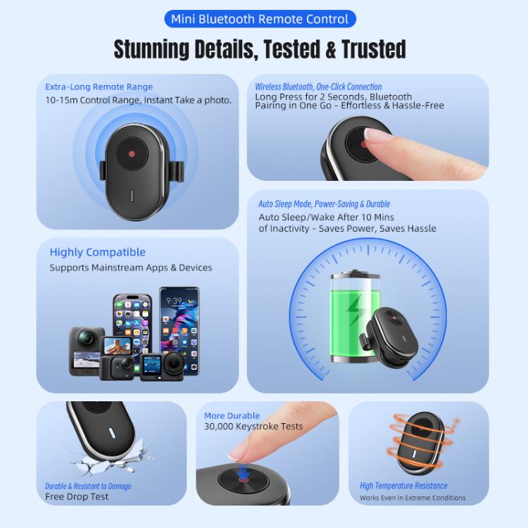 Telecomando wireless per mini action camera compatibile