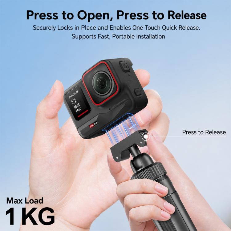 VT-14 Treppiede magnetico da tavolo con testa a sfera telescopica e asta per selfie per GoPro e action camera, VT-10