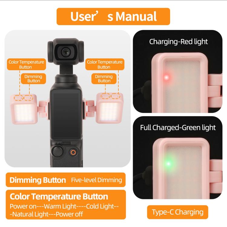 Luce LED regolabile per DJI Osmo Pocket 3 e 4