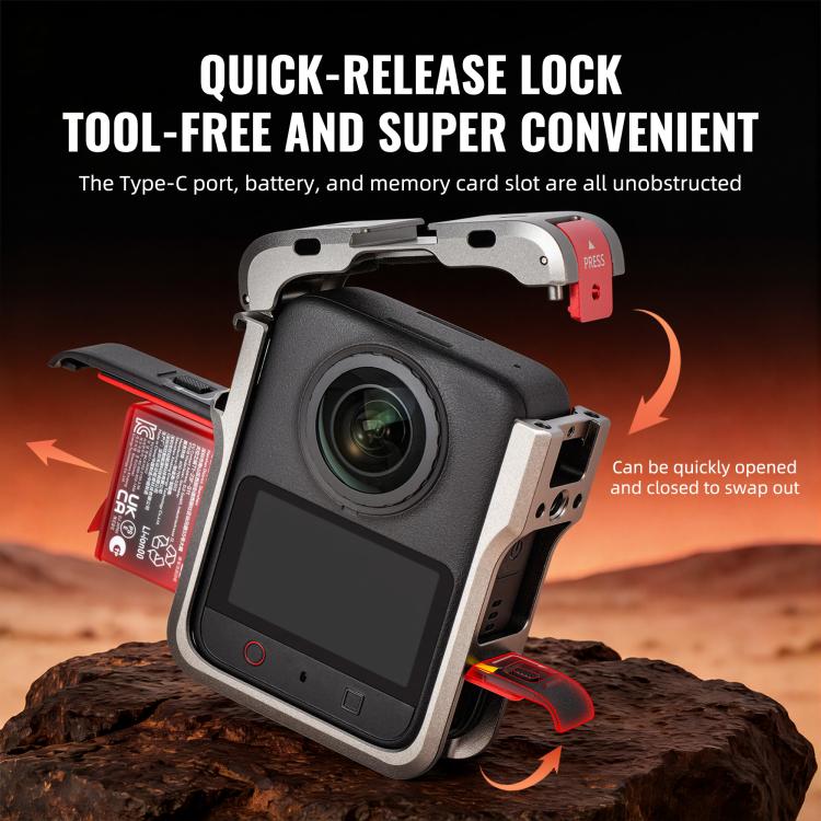 Telaio in metallo STARTRC con slitta a caldo per DJI Osmo 360 / 360 II, For DJI Osmo 360 / 360 II