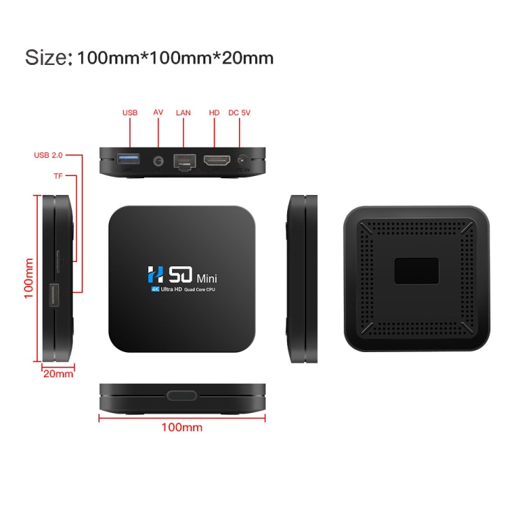 Box TV Android 10.0 H50 Mini 4K 2GB RAM 32GB ROM