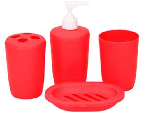 Set da bagno 4 pezzi vari colori con dispenser e porta spazzolini