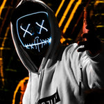 Maschera LED luminescente per festa Halloween 21x18 cm