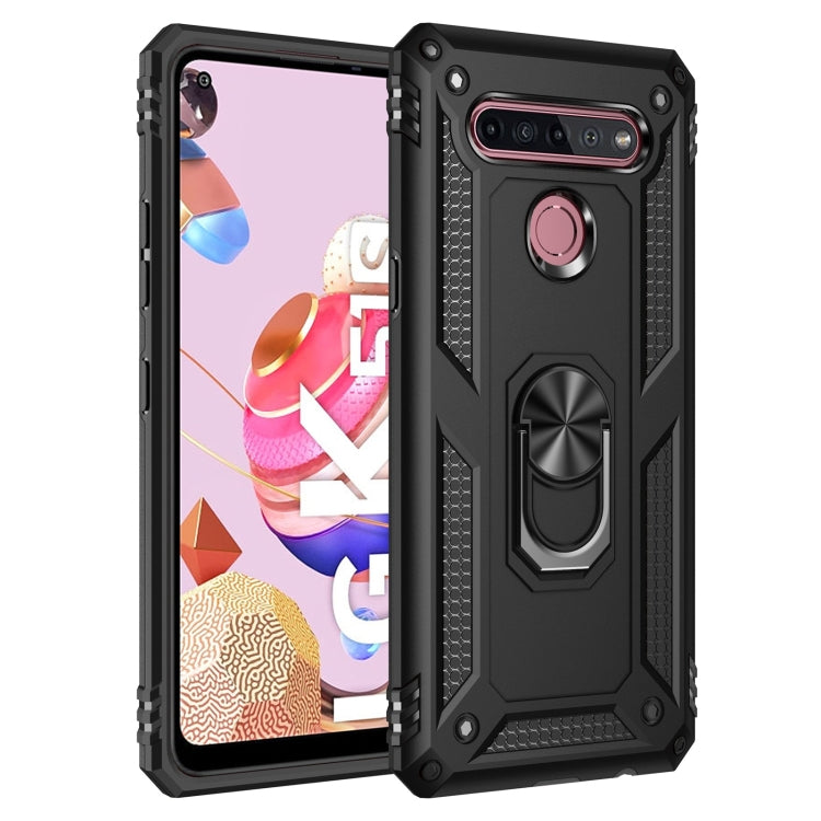 Custodia protettiva antiurto in TPU e PC con supporto girevole per LG K51S