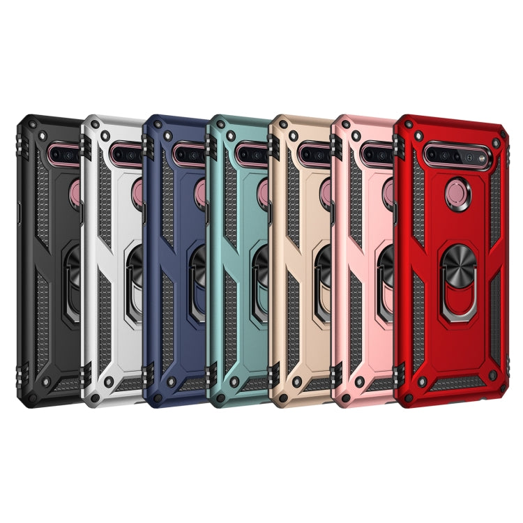 Custodia protettiva antiurto in TPU e PC con supporto girevole per LG K51S