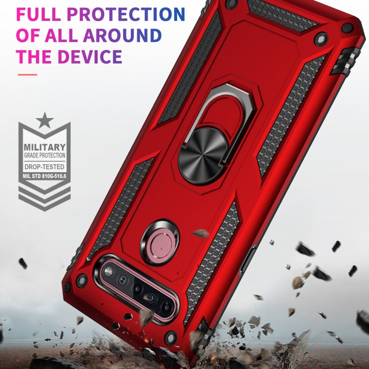Custodia protettiva antiurto in TPU e PC con supporto girevole per LG K51S