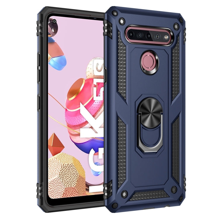 Custodia protettiva antiurto in TPU e PC con supporto girevole per LG K51S