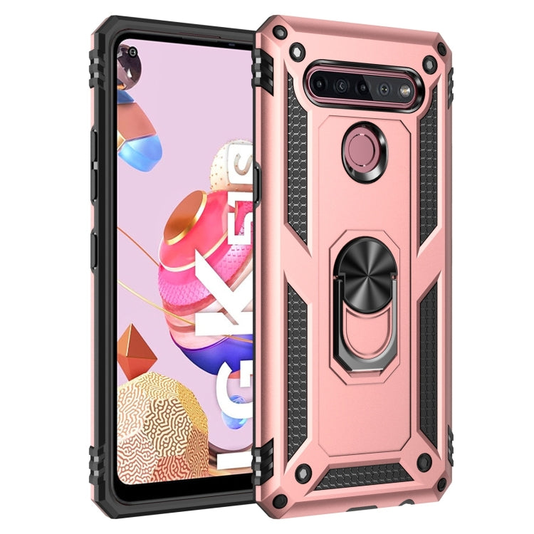 Custodia protettiva antiurto in TPU e PC con supporto girevole per LG K51S