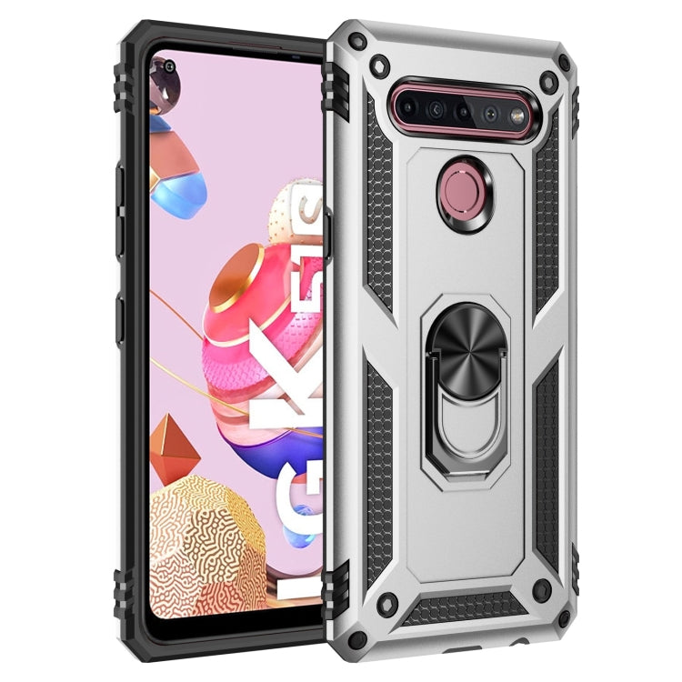 Custodia protettiva antiurto in TPU e PC con supporto girevole per LG K51S