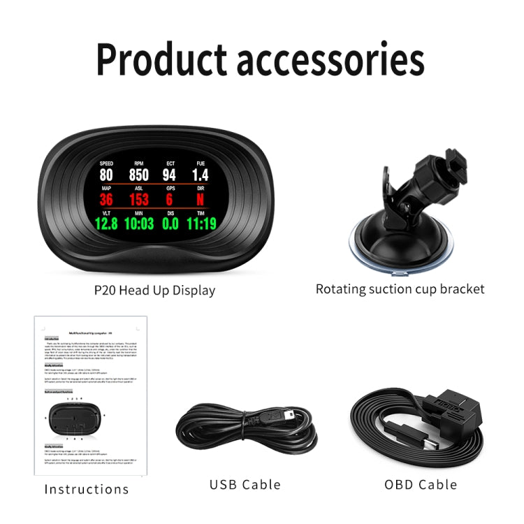 Display Head-Up P20 OBD2 + GPS per Auto con Allarmi