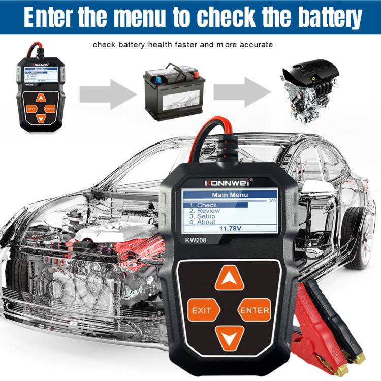 Tester batteria auto KONNWEI KW208 con schermo TFT