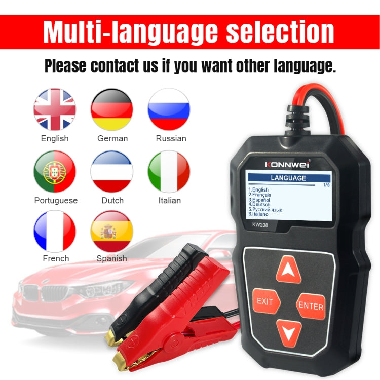 Tester batteria auto KONNWEI KW208 con schermo TFT