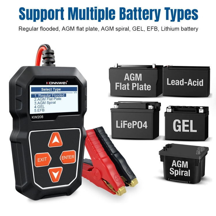 Tester batteria auto KONNWEI KW208 con schermo TFT