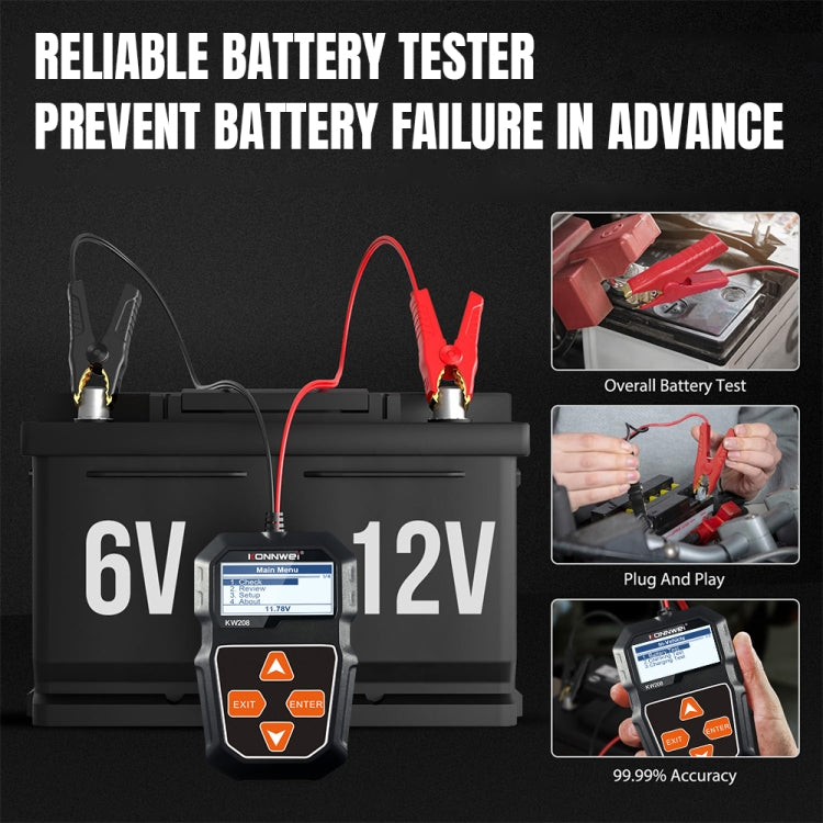 Tester batteria auto KONNWEI KW208 con schermo TFT