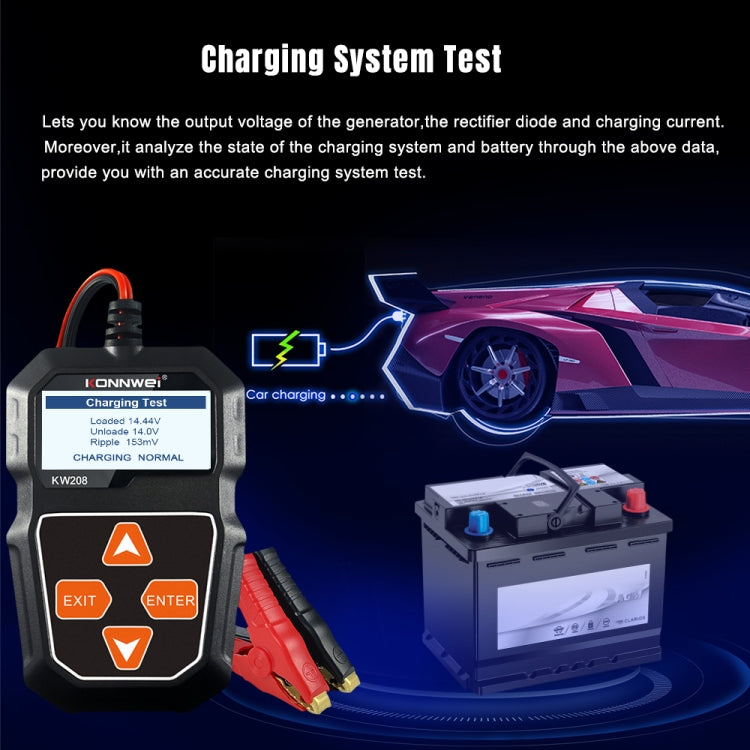 Tester batteria auto KONNWEI KW208 con schermo TFT