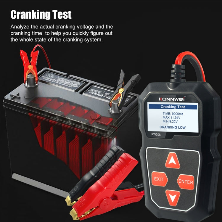 Tester batteria auto KONNWEI KW208 con schermo TFT