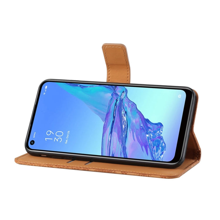 Custodia in pelle a ribalta orizzontale con motivo etnico per OPPO Reno4 Pro