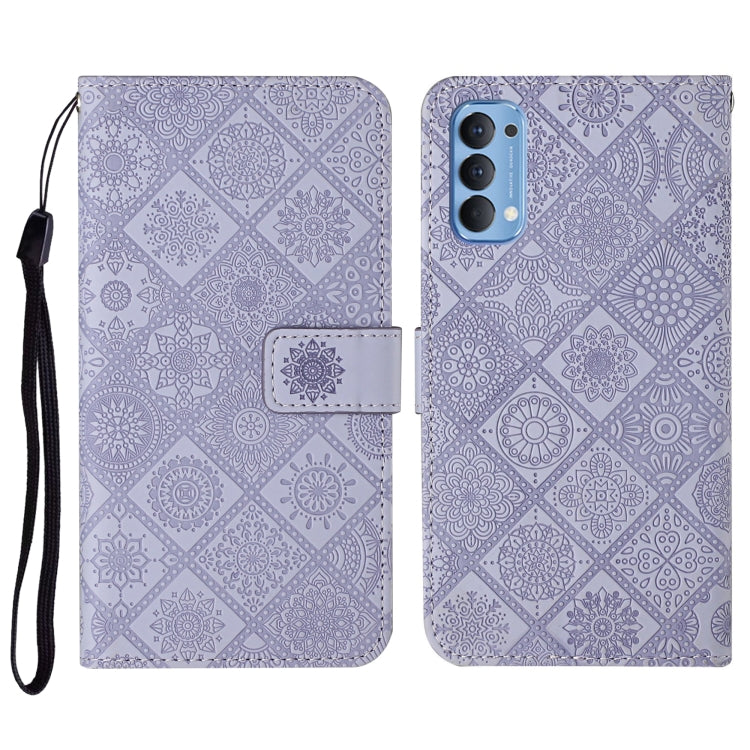 Custodia in pelle a ribalta orizzontale con motivo etnico per OPPO Reno4 Pro