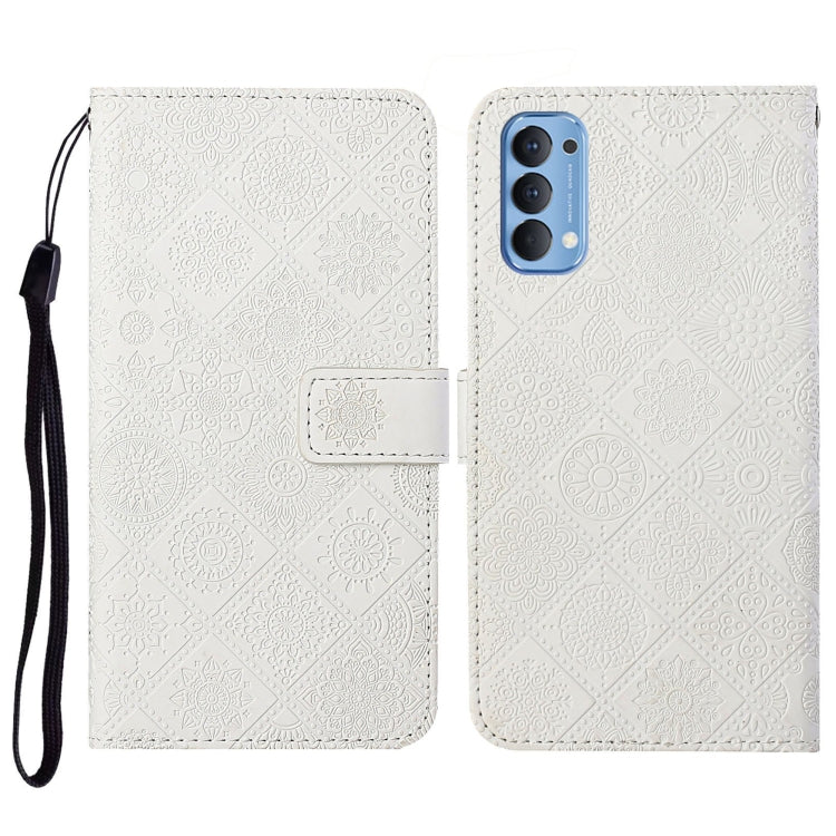 Custodia in pelle a ribalta orizzontale con motivo etnico per OPPO Reno4 Pro