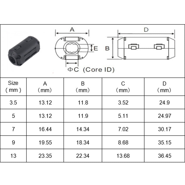 Anello di ferrite 9mm filtro soppressore rumore 10 pezzi