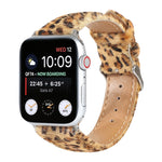 Cinturino in pelle con stampa leopardata per Apple Watch