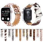Cinturino in pelle con stampa leopardata per Apple Watch