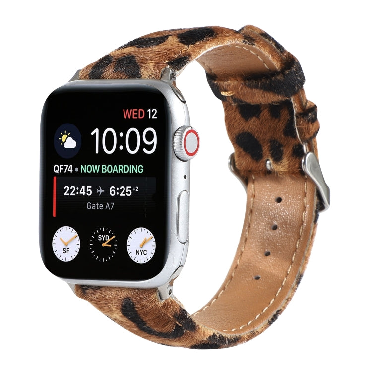 Cinturino in pelle con stampa leopardata per Apple Watch