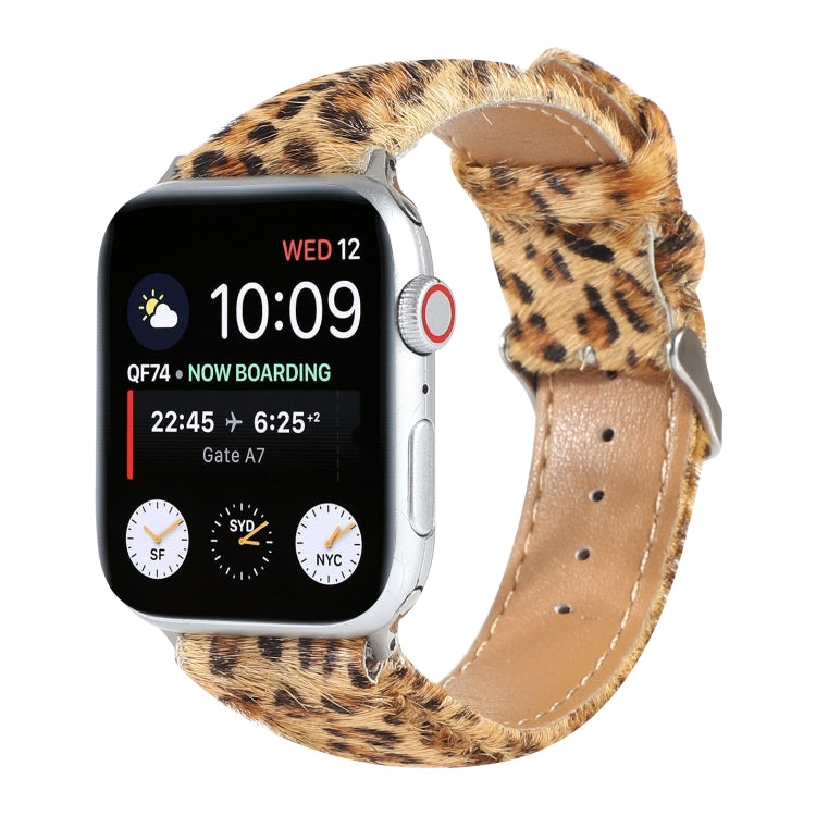 Cinturino in pelle con stampa leopardata per Apple Watch