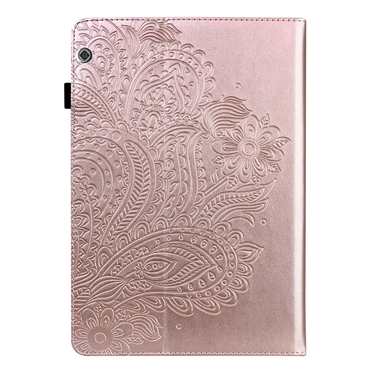 Custodia in pelle flip orizzontale con motivo in rilievo pavone TPU + PU con supporto e slot per carte e portafoglio e funzione sleep / wake-up, For Huawei MediaPad T5 10 inch