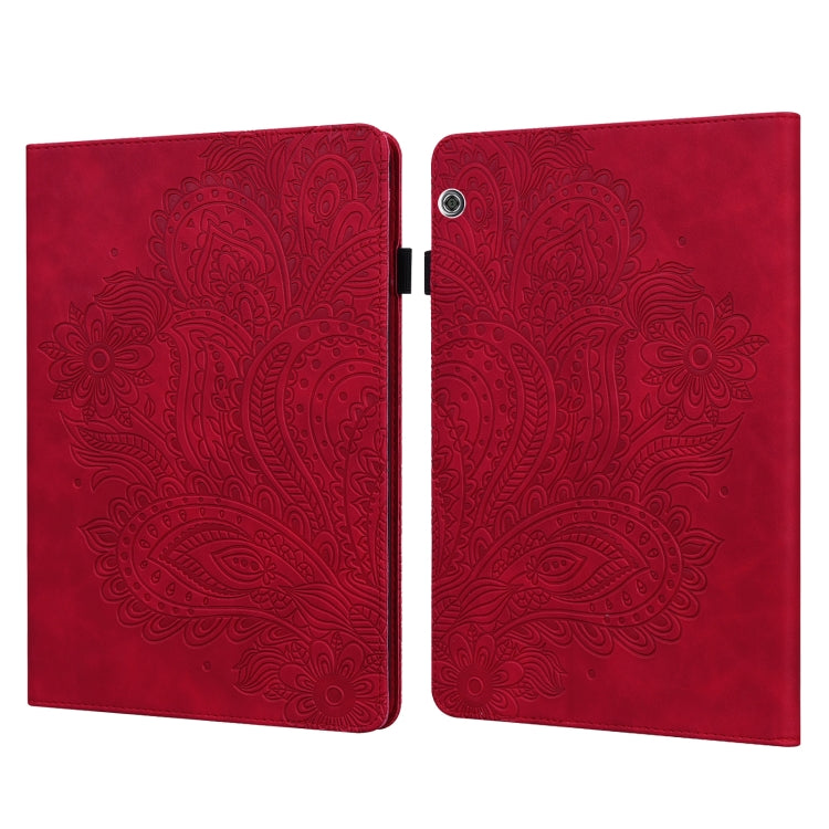 Custodia in pelle flip orizzontale con motivo in rilievo pavone TPU + PU con supporto e slot per carte e portafoglio e funzione sleep / wake-up, For Huawei MediaPad T5 10 inch