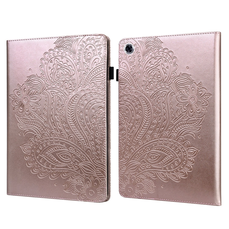 Custodia in pelle flip orizzontale con motivo in rilievo pavone TPU + PU con supporto e slot per carte e portafoglio e funzione sleep / wake-up, For Lenovo Tab M10 Plus TB-X606F