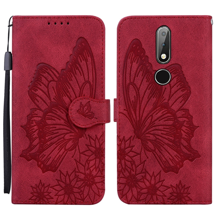 Custodia in pelle a vibrazione orizzontale con goffratura farfalle effetto pelle retrò con supporto, slot per carte e portafoglio, For Nokia 2.4, For Nokia 3.4