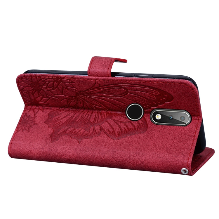 Custodia in pelle a vibrazione orizzontale con goffratura farfalle effetto pelle retrò con supporto, slot per carte e portafoglio, For Nokia 2.4, For Nokia 3.4