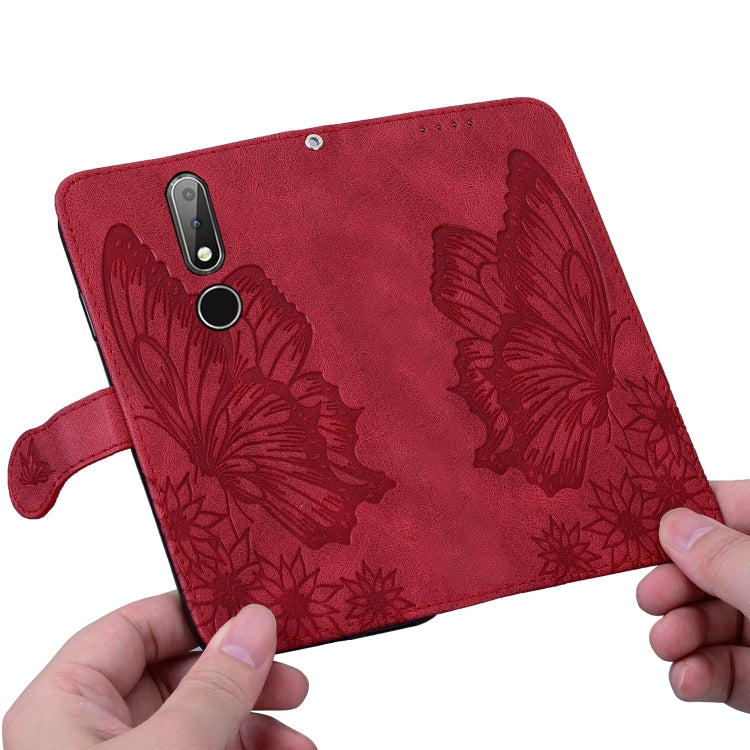 Custodia in pelle a vibrazione orizzontale con goffratura farfalle effetto pelle retrò con supporto, slot per carte e portafoglio, For Nokia 2.4, For Nokia 3.4