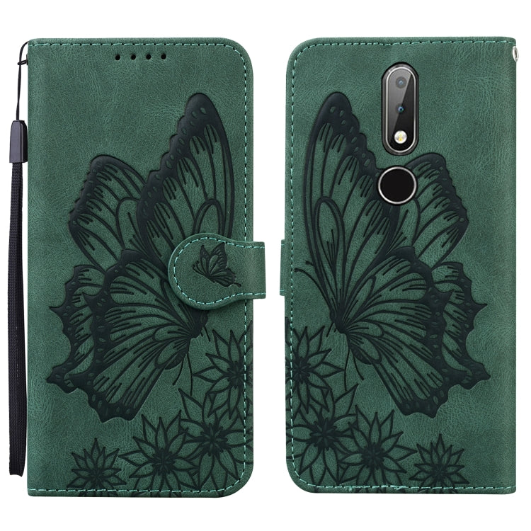 Custodia in pelle a vibrazione orizzontale con goffratura farfalle effetto pelle retrò con supporto, slot per carte e portafoglio, For Nokia 2.4, For Nokia 3.4