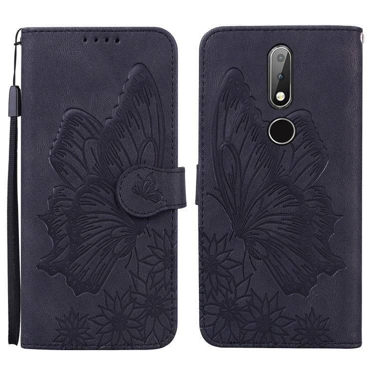 Custodia in pelle a vibrazione orizzontale con goffratura farfalle effetto pelle retrò con supporto, slot per carte e portafoglio, For Nokia 2.4, For Nokia 3.4