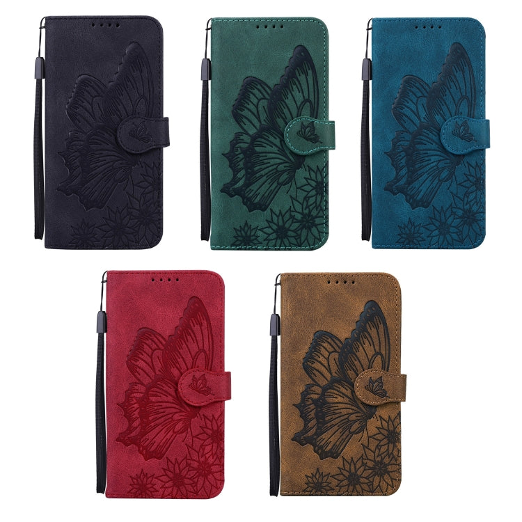 Custodia in pelle a vibrazione orizzontale con goffratura farfalle effetto pelle retrò con supporto, slot per carte e portafoglio, For Nokia 2.4, For Nokia 3.4