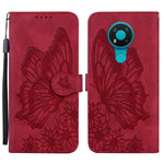 Custodia in pelle a vibrazione orizzontale con goffratura farfalle effetto pelle retrò con supporto, slot per carte e portafoglio, For Nokia 2.4, For Nokia 3.4
