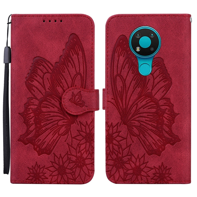 Custodia in pelle a vibrazione orizzontale con goffratura farfalle effetto pelle retrò con supporto, slot per carte e portafoglio, For Nokia 2.4, For Nokia 3.4