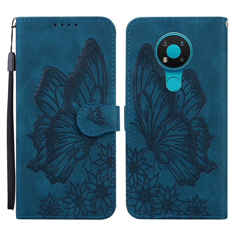 Custodia in pelle a vibrazione orizzontale con goffratura farfalle effetto pelle retrò con supporto, slot per carte e portafoglio, For Nokia 2.4, For Nokia 3.4