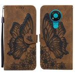 Custodia in pelle a vibrazione orizzontale con goffratura farfalle effetto pelle retrò con supporto, slot per carte e portafoglio, For Nokia 2.4, For Nokia 3.4